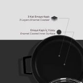 Lava Döküm Çok Amaçlı Yayvan Tencere. Glaze Serisi Çap(Ø)28cm.  Siyah thumbnail 6