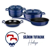 Lava Döküm 4x Trendy Serisi 7 Parça Tencere & Tava Seti  Mavi thumbnail 1