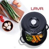 Lava Döküm Yuvarlak Çok Amaçlı Yayvan Tencere New Heritage Serisi Çap(Ø)28cm.  Siyah thumbnail 7