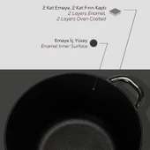 Lava Döküm Yuvarlak Tencere Döküm Demir Kapak New Heritage Serisi Çap(Ø)24cm.  Siyah thumbnail 6