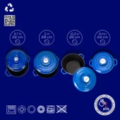 Lava Döküm 4X New Heritage Serisi Döküm Demir Tencere Seti  Mavi thumbnail 4