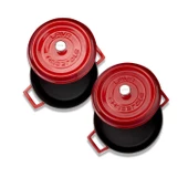 Lava Döküm Yuvarlak Derin ve Sığ 5 Parça Tencere Seti  Kırmızı thumbnail 3