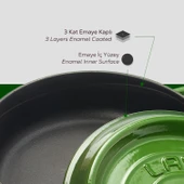 Lava Döküm Çok Amaçlı Yayvan Tencere. Trendy Serisi Çap(Ø)24cm.  Yeşil thumbnail 6