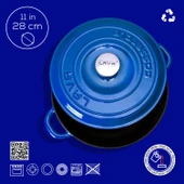 Lava Döküm Yuvarlak Çok Amaçlı Yayvan Tencere New Heritage Serisi Çap(Ø)28cm.  Mavi thumbnail 4