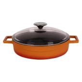 Lava Döküm Çok Amaçlı Yayvan Tencere. Glaze Serisi Çap(Ø)28cm.  Turuncu - 1