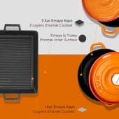 Lava Döküm 6X New Heritage Serisi Döküm Demir Tencere Tava Çeyiz Seti  Turuncu - 7