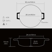 Lava Döküm Çok Amaçlı Yayvan Tencere. Trendy Serisi Çap(Ø)24cm.  Siyah thumbnail 5