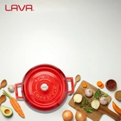 Lava Döküm Yuvarlak Tencere. Trendy Çap(Ø) 24cm.  Kırmızı - 7