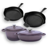 Lava Döküm 4X New Heritage Serisi Döküm Demir Tencere Tava Çeyiz Seti  Mor thumbnail 2