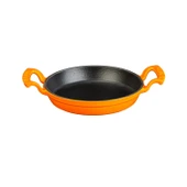 Lava Döküm Yuvarlak Sahan Döküm Demir Yekpare Çift Kulplu Çap(Ø)20cm.  Turuncu thumbnail 1