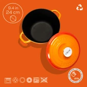 Lava Döküm Yuvarlak Tencere Döküm Demir Kapak New Heritage Serisi Çap(Ø)24cm.  Turuncu thumbnail 4