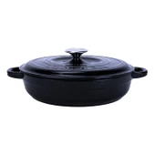 Lava Döküm Yuvarlak Çok Amaçlı Yayvan Tencere New Heritage Serisi Çap(Ø)28cm.  Siyah thumbnail 1