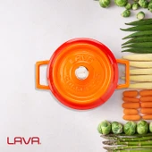 Lava Döküm Yuvarlak Tencere. Trendy Çap(Ø)20cm.  Turuncu - 7