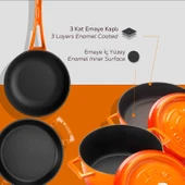 Lava Döküm 4x Trendy Serisi 7 Parça Tencere & Tava Seti  Turuncu - 5