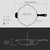Lava Döküm Yuvarlak Kızartma Tavası Döküm Demir Yekpare Saplı. Çap(Ø)28cm  Siyah thumbnail 5
