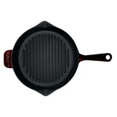 Lava Döküm Yuvarlak Izgara Tavası Döküm Demir Yekpare Saplı Premium Serisi. Çap(Ø)28cm.  Mor thumbnail 3