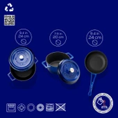 Lava Döküm 3x Trendy Serisi 6 Parça Tencere & Tava Seti  Mavi thumbnail 3