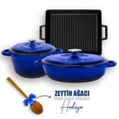 Lava Döküm 6X New Heritage Serisi Döküm Demir Tencere Tava Çeyiz Seti  Mavi thumbnail 1