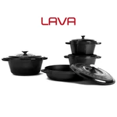 Lava Döküm 4X New Heritage Serisi Döküm Demir Tencere Seti  Siyah thumbnail 2