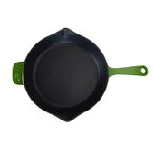 Lava Döküm Yuvarlak Kızartma Tavası Döküm Demir Yekpare Saplı. Çap(Ø)28cm  Yeşil thumbnail 3