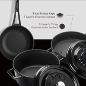 Lava Döküm 3x Trendy Serisi 6 Parça Tencere & Tava Seti  Siyah thumbnail 5