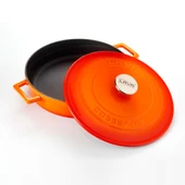 Lava Döküm Çok Amaçlı Yayvan Tencere. Folk Serisi Çap(Ø)28cm.  Turuncu thumbnail 3