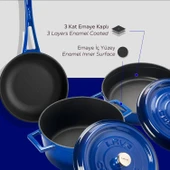 Lava Döküm 3x Trendy Serisi 6 Parça Tencere & Tava Seti  Mavi thumbnail 5