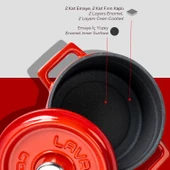 Lava Döküm Yuvarlak Tencere. Trendy Çap(Ø) 12cm.  Kırmızı thumbnail 5