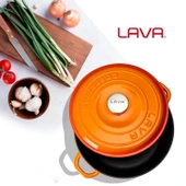 Lava Döküm Yuvarlak Çok Amaçlı Yayvan Tencere New Heritage Serisi Çap(Ø)28cm.  Turuncu thumbnail 7