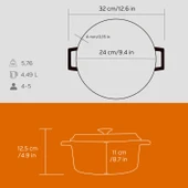 Lava Döküm Yuvarlak Tencere. Trendy Çap(Ø) 24cm.  Turuncu thumbnail 5