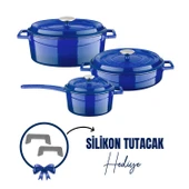 Lava Döküm 3X Edition Serisi Özel Koleksiyon Döküm Demir Tencere Seti  Mavi thumbnail 1