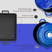 Lava Döküm 6X New Heritage Serisi Döküm Demir Tencere Tava Çeyiz Seti  Mavi thumbnail 7