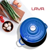 Lava Döküm Yuvarlak Çok Amaçlı Yayvan Tencere New Heritage Serisi Çap(Ø)28cm.  Mavi thumbnail 7