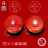 Lava Döküm 2X New Heritage Serisi Döküm Demir Tencere Tava Seti  Kırmızı thumbnail 6