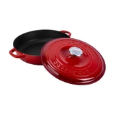 Lava Döküm Yuvarlak Çok Amaçlı Yayvan Tencere New Heritage Serisi Çap(Ø)28cm.  Kırmızı thumbnail 2