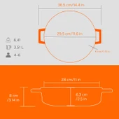 Lava Döküm Çok Amaçlı Yayvan Tencere Döküm Demir Yekpare Kulplu Edition Serisi Çap(Ø)28cm.  Turuncu thumbnail 5