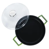 Lava Döküm Çok Amaçlı Yayvan Tencere. Glaze Serisi Çap(Ø)28cm.  Yeşil thumbnail 2