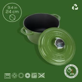 Lava Döküm Yuvarlak Tencere Döküm Demir Kapak New Heritage Serisi Çap(Ø)24cm.  Yeşil - 4