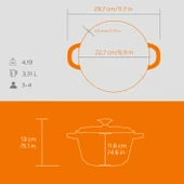 Lava Döküm Yuvarlak Tencere Döküm Demir Kapak New Heritage Serisi Çap(Ø)22cm.  Turuncu thumbnail 5