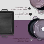 Lava Döküm 6X New Heritage Serisi Döküm Demir Tencere Tava Çeyiz Seti  Mor thumbnail 7