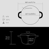 Lava Döküm Yuvarlak Tencere Döküm Demir Kapak New Heritage Serisi Çap(Ø)22cm.  Siyah thumbnail 5