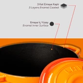 Lava Döküm Yuvarlak Tencere Döküm Demir Kapak New Heritage Serisi Çap(Ø)22cm.  Turuncu thumbnail 6