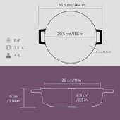 Lava Döküm Çok Amaçlı Yayvan Tencere. Trendy Serisi Çap(Ø)28cm.  Mor thumbnail 5