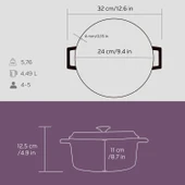 Lava Döküm Yuvarlak Tencere. Trendy Çap(Ø) 24cm.  Mor thumbnail 5