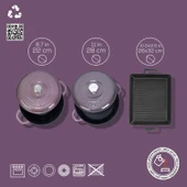 Lava Döküm 6X New Heritage Serisi Döküm Demir Tencere Tava Çeyiz Seti  Mor thumbnail 5