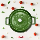 Lava Döküm Çok Amaçlı Yayvan Tencere. Trendy Serisi Çap(Ø)24cm.  Yeşil thumbnail 7