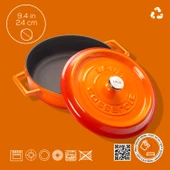 Lava Döküm Çok Amaçlı Yayvan Tencere. Trendy Serisi Çap(Ø)24cm.  Turuncu - 4