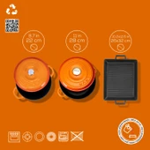 Lava Döküm 6X New Heritage Serisi Döküm Demir Tencere Tava Çeyiz Seti  Turuncu - 5