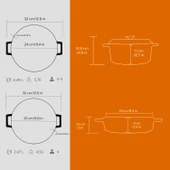 Lava Döküm Yuvarlak Derin ve Sığ 5 Parça Tencere Seti  Turuncu thumbnail 8