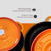 Lava Döküm 2X New Heritage Serisi Döküm Demir Tencere Tava Seti  Turuncu thumbnail 6